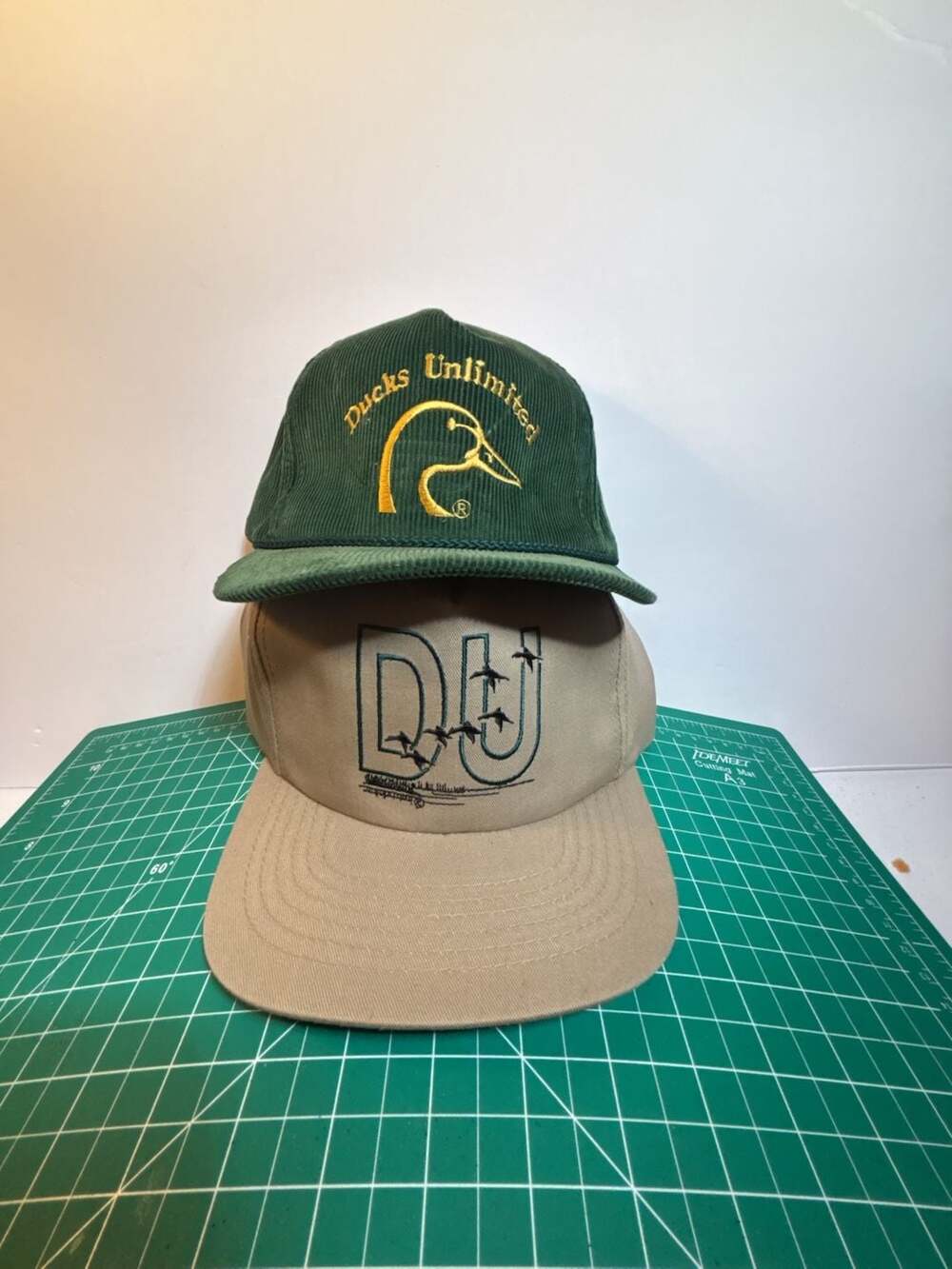 Vintage Ducks Unlimited Corduroy and tan Hat Cap set of 2